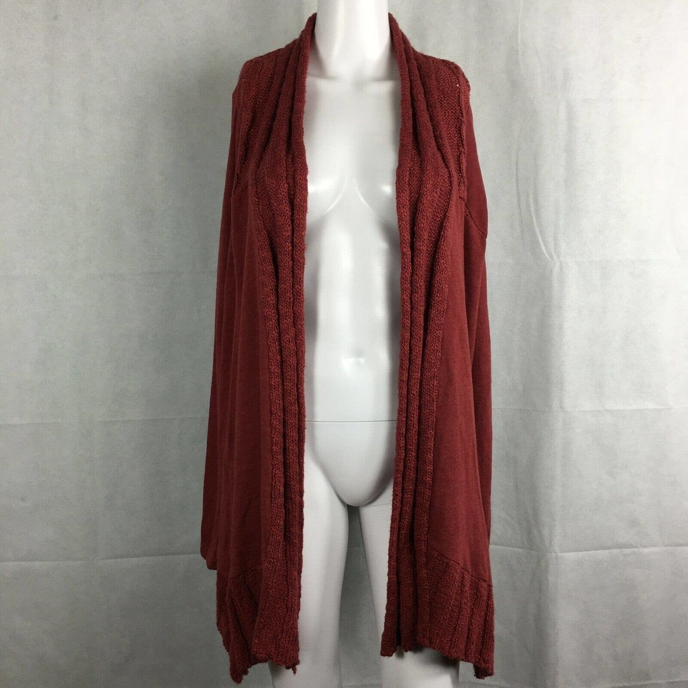 Lucky Brand Lucky Lotus Cardigan Womens Sz M Pink Knit Open Front Sweater